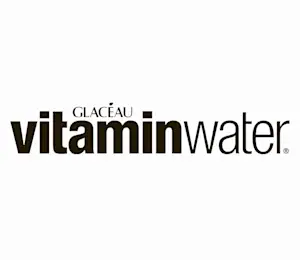 A black and white image of the logo for glaceau vitamin water.